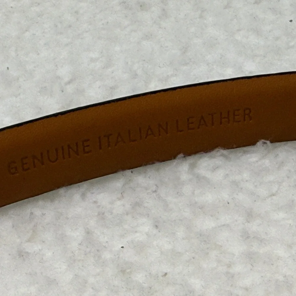 Lauren Ralph Lauren Black Croc Embossed Leather Skinny Belt Silver Buckle M